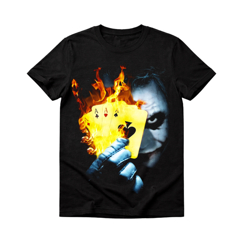 Joker Flaming Cards DTF Print Halftone